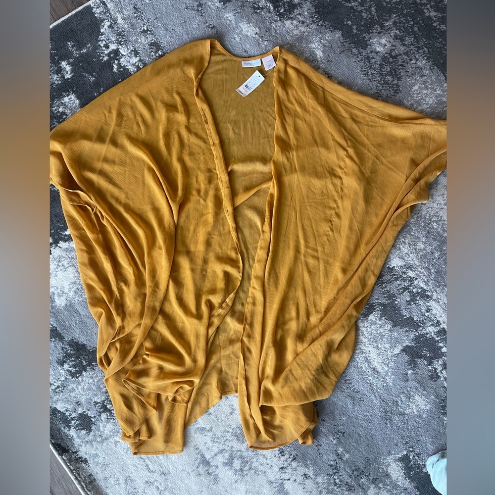 NWT mustard chiffon top one size